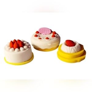 (Lot Of 3) Miniature 1" 3D Erasers DIY Puzzle Creative Brand Cakes Variety Pack.